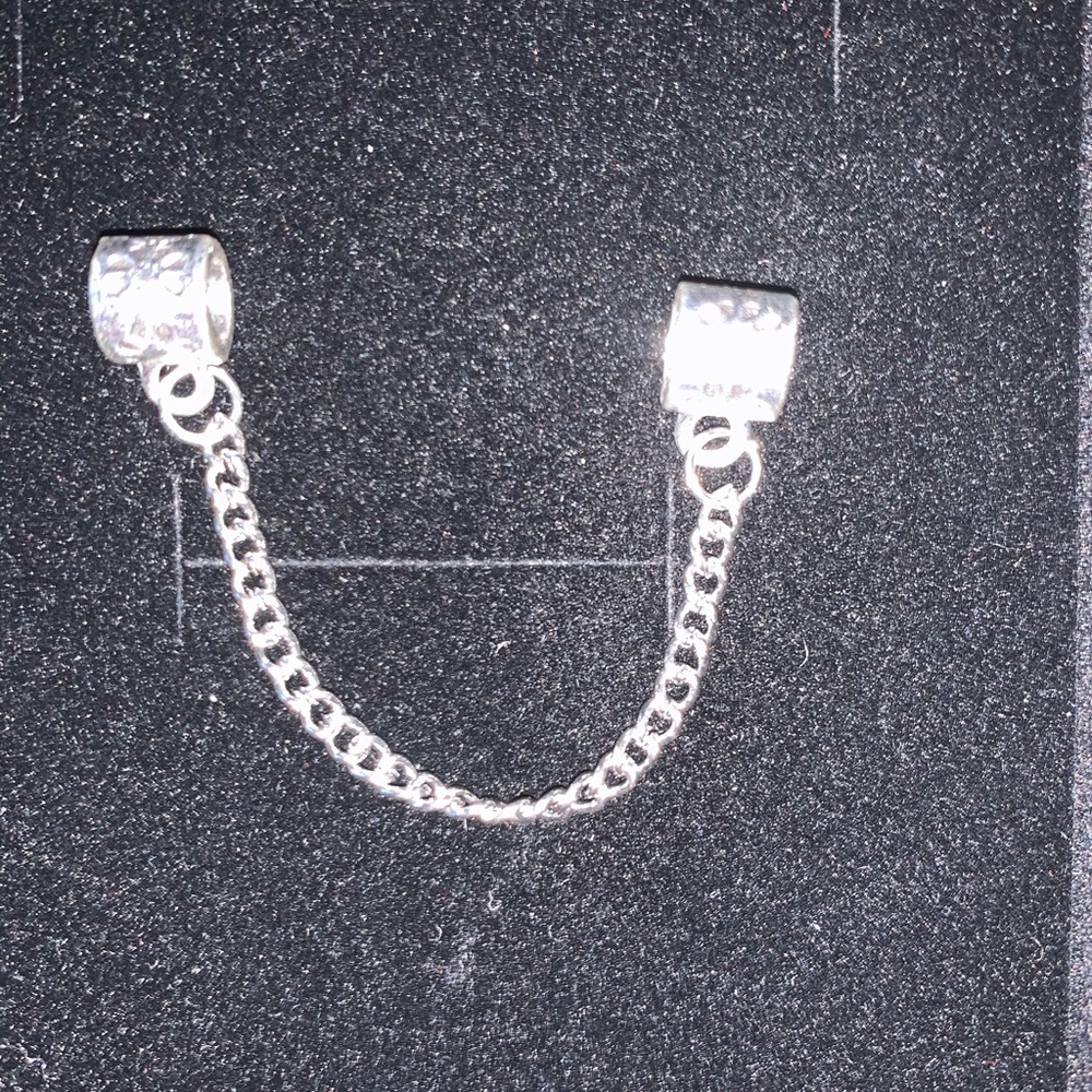 Charm bracelet safety clasp- silver
